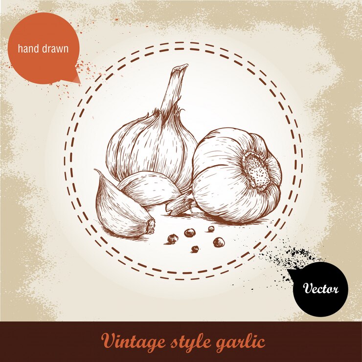 Vetorial mão ilustrações desenhadas com alhos de especiarias e pimenta preta isolado