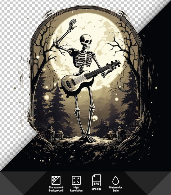 Vetor vetorial, vetorial, ilustração, esqueleto, tocando, guitarra, halloween