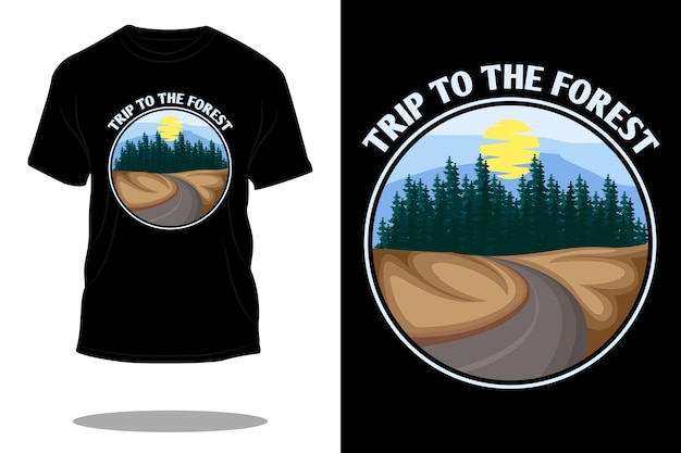 Vetor viagem ao design de camiseta retrô da floresta