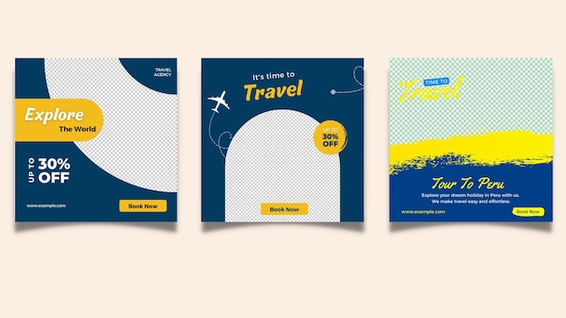 Viagem de férias viajando ou praia de verão viajando post de mídia social