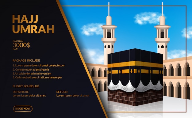 Vetor viagem de turismo elegante e moderna de luxo no hajj e umrah