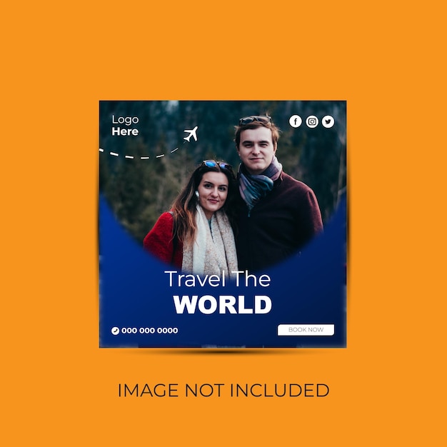 Vetor viagem instagram post ou mídia social post modelo agência de viagens
