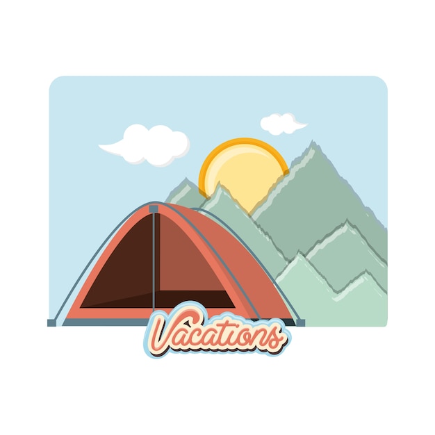 Viagens de férias com acampamento barraca ícone vector ilustration