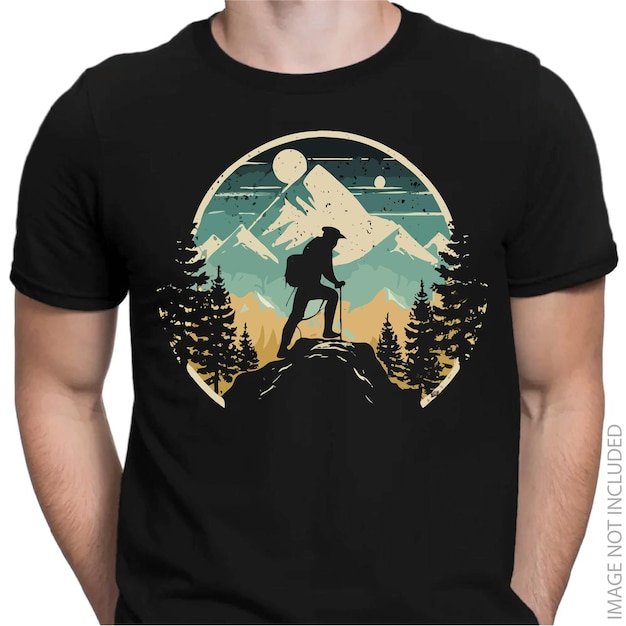 Vetor viagens e aventuras estilo vintage antigo retro design de camiseta ao ar livre pronto para impressão