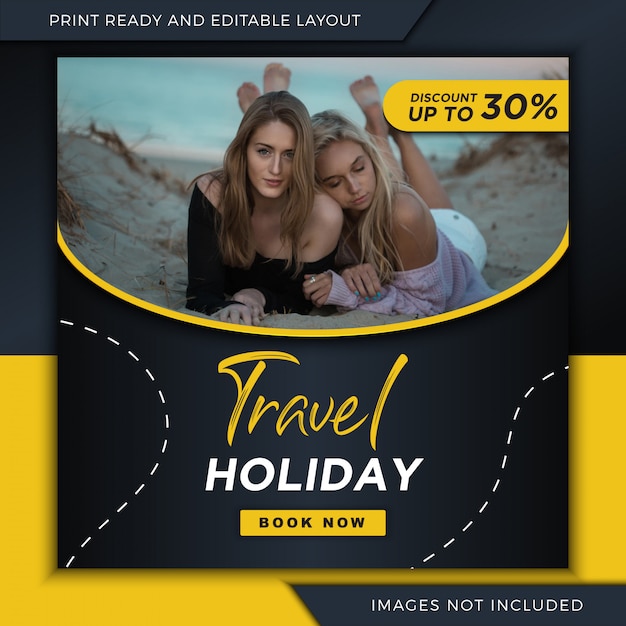 Viagens férias banner para instagram e mídia social postar modelo.