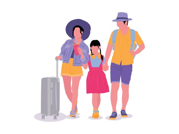 Vetor viajar com a família
