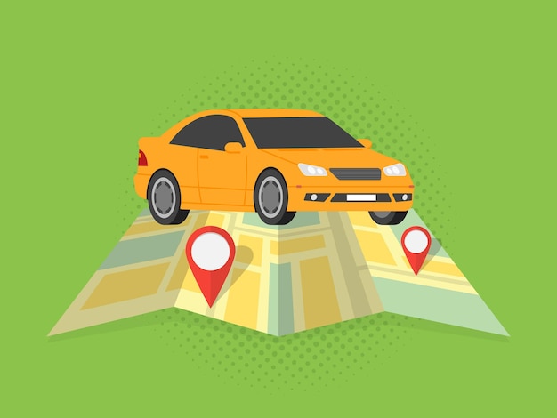 Viajar e dirigir o conceito de carro. Ilustração vetorial.
