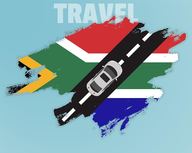 Vetor viajar para a áfrica do sul de carro indo férias ideia férias e conceito de banner de viagem