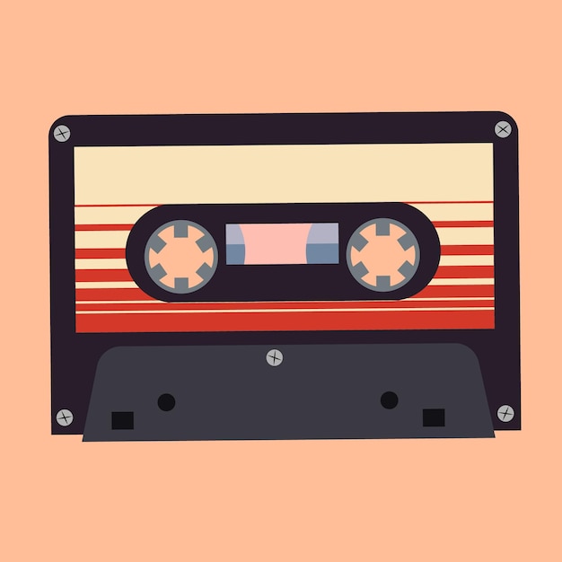 Vibração retrô de ilustração vetorial de cassete de música vintage