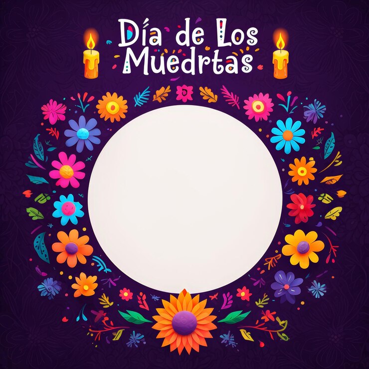 Vetor vibrant daa de los muertos celebração uma lembrança floral de cores brilhantes de entes queridos em