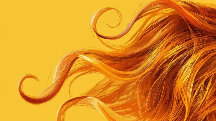 Vetor vibrante fios de cabelo de gengibre em fundo amarelo vector de close-up
