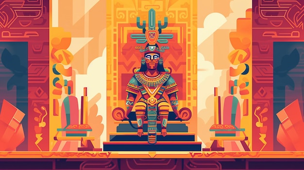 Vibrante Montezuma II na sala do trono asteca