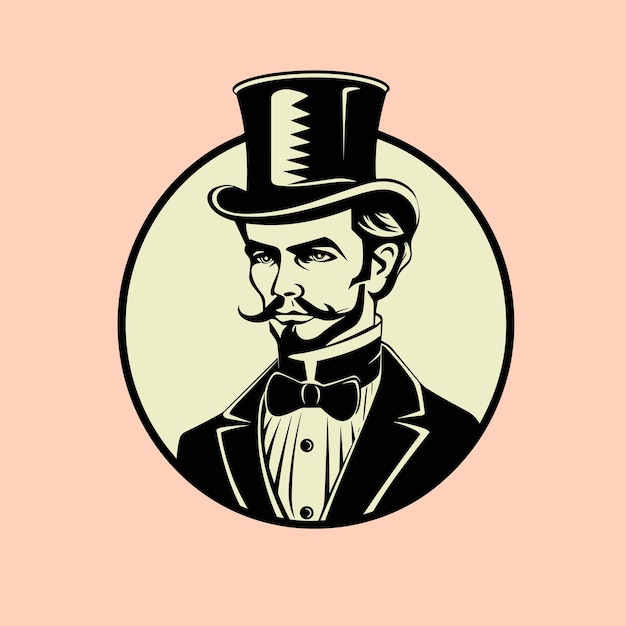 Victorian gentleman top hat logo icon vector