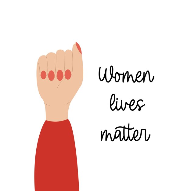 Vidas de mulheres importam ilustração com sinal de mão