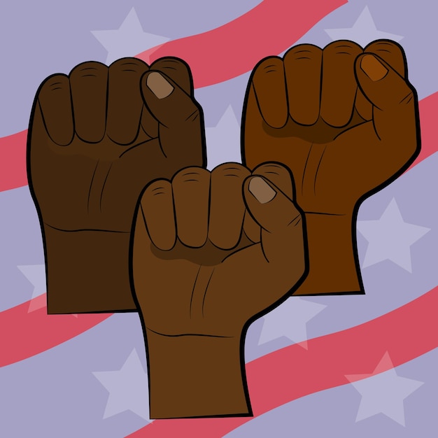 Vetor vidas negras importam ilustração do conceito. afro-americano mãos punhos