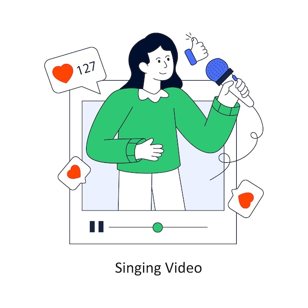 Vídeo de canto Design de estilo plano Ilustração vetorial Ilustração de estoque