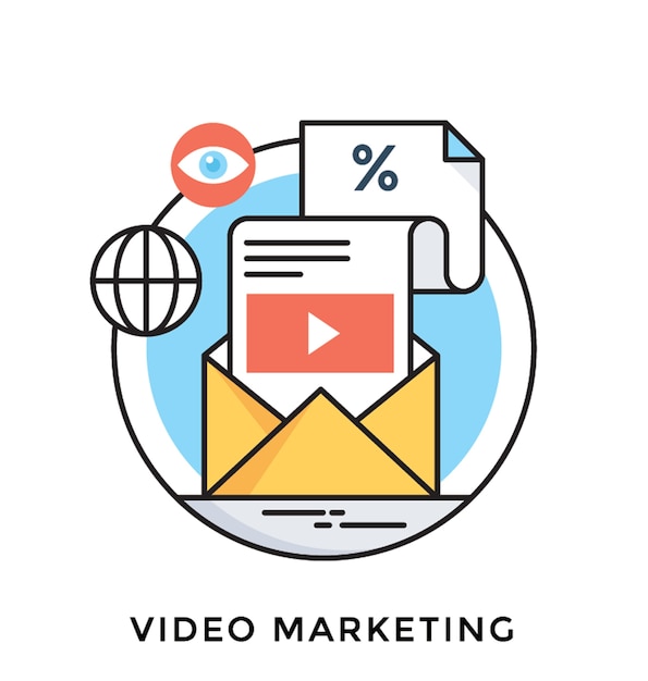 Video marketing flat vector icon