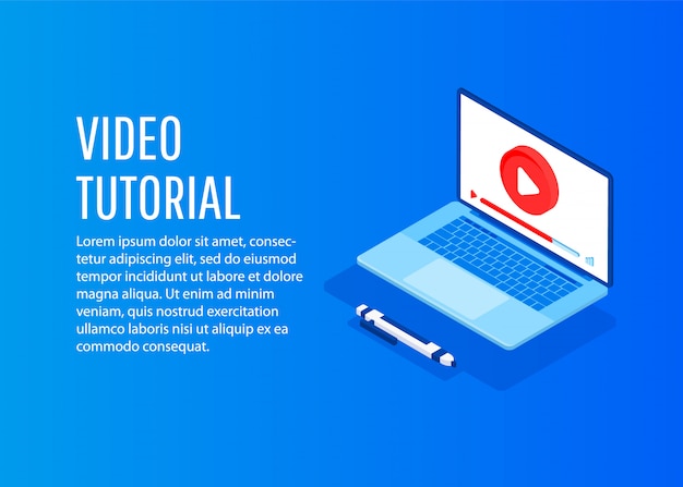 Vídeo tutorial. ilustração conceitual para web e design gráfico, marketing.