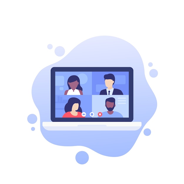 Videoconferência, reunião online, videochamada em grupo