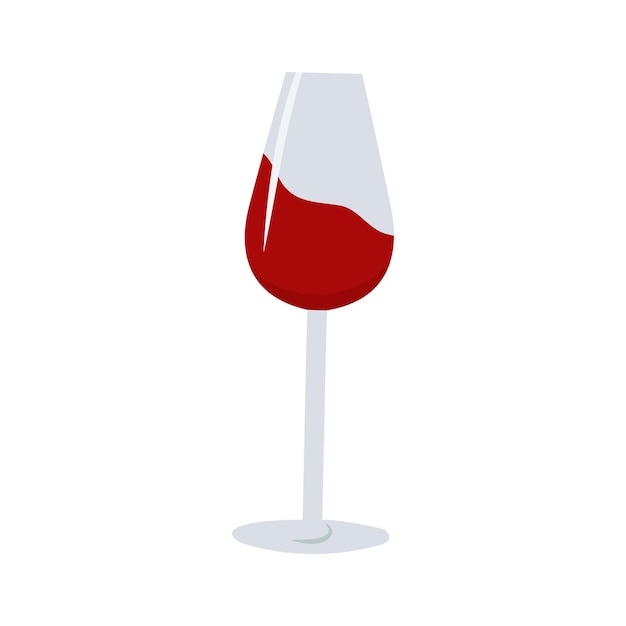 Vidro transparente com ilustração vetorial de vinho tinto.