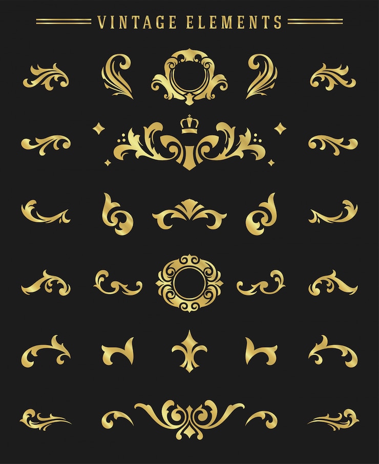 Vetor vinhetas de ornamentos vintage definir elementos florais para design