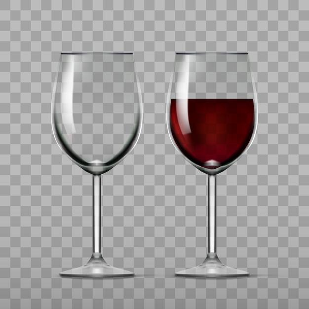 Vinho tinto grande e copo vazio