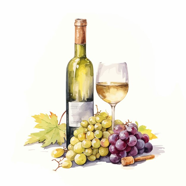 Vetor vinhos com ilustração de uvas