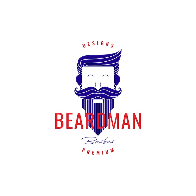 Vetor vintage de design de logotipo de barba e cabeleireiro antigo