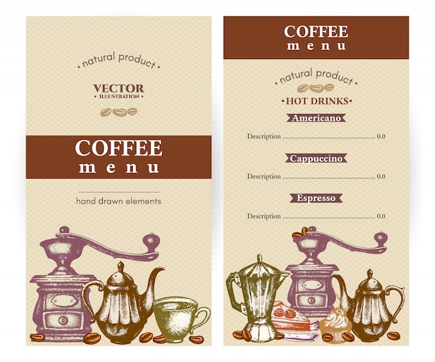 Vintage de menu de café