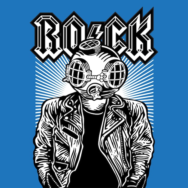 Vetor vintage diver rockstar jaqueta de couro ilustração vetorial