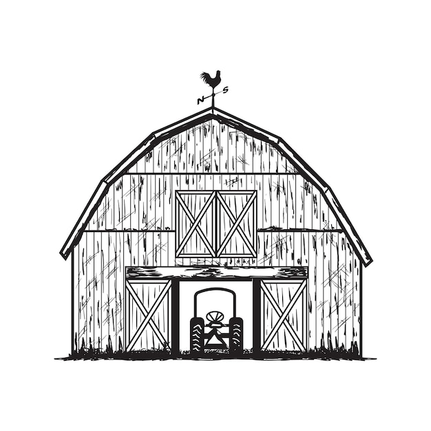 Vetor vintage farm buildings set editable eps10 ilustração vetorial em estilo retrô de xilogravura com recorte