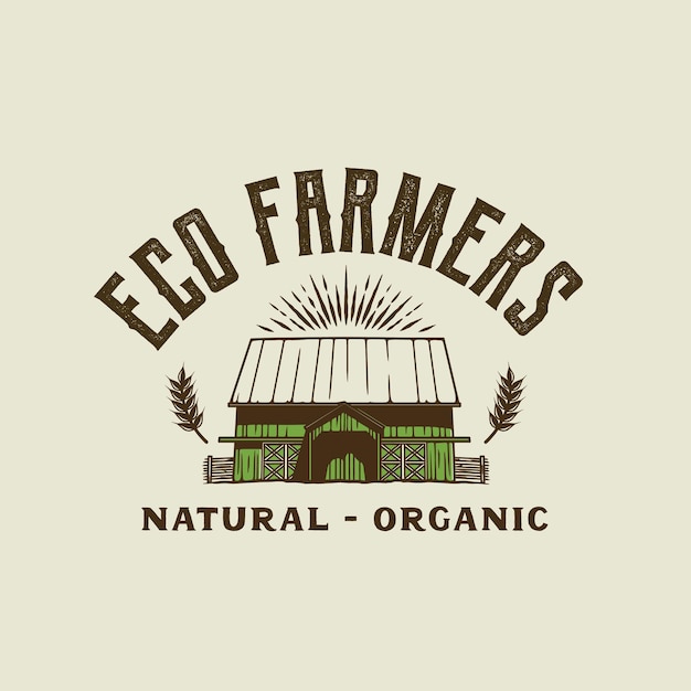 Vintage farmer logotipo distintivo feito à mão ilustração vetorial