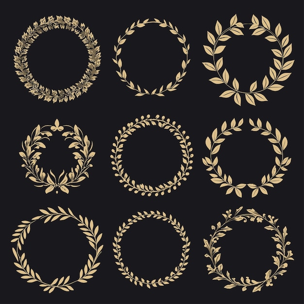 Vintage_floral_laurel_wreath_set_vector_design