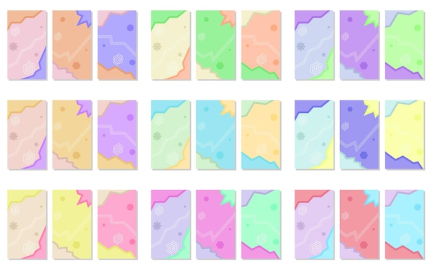 Vinte e sete conjuntos de fundo abstrato de cor pastel. conceito simples, plano e colorido