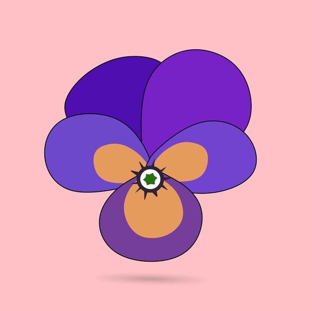 Vetor viola de amor-perfeito de flor roxa, blooms são tipicamente dois tons