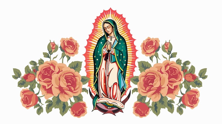 Vetor virgem sem rosto de guadalupe colorida em fundo branco