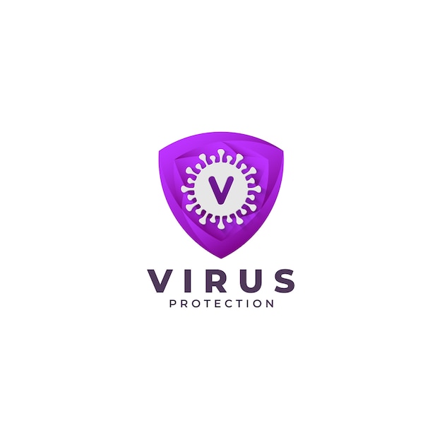 Vetor virus shield - proteção contra vírus e logotipo antivírus