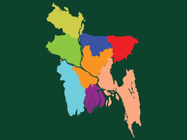 Vetor visão geográfica de bangladesh paisagens de bangladesh no mapa