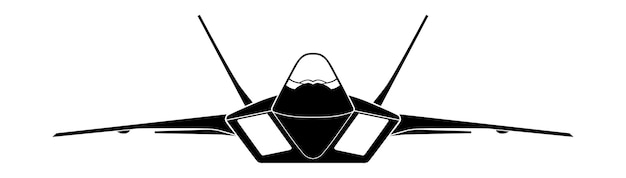 Vetor vista frontal do jet fighter silhoutte f22 raptor