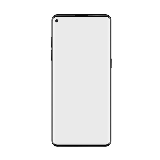 Vista frontal realista do smartphone com tela em branco
