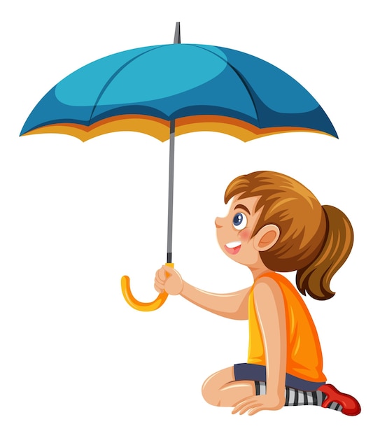Vista lateral de uma garota segurando guarda-chuva