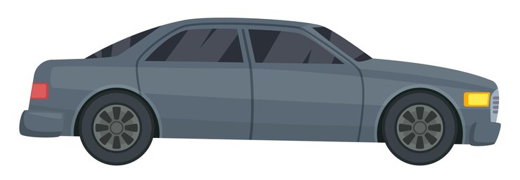 Vetor vista lateral do sedã cinza ícone de desenho animado do carro urbano