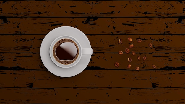 Vista superior da xícara de café branco realista