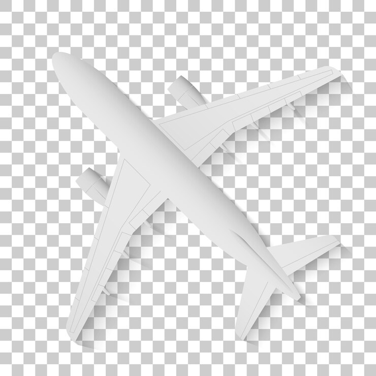 Vetor vista superior de um avião detalhado, avião cinza em um fundo transparente. ilustração vetorial.