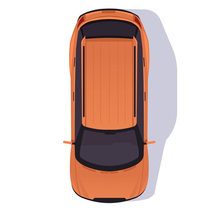 Vetor vista superior de uma picape laranja em fundo branco ilustração vetorial