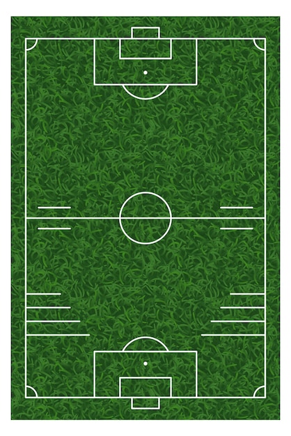 Vetor vista superior do esquema de campo de futebol com grama verde realista