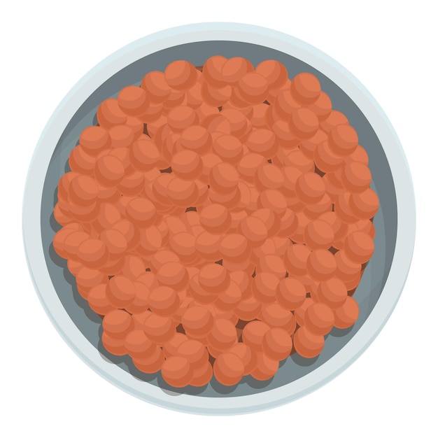 Vetor vista superior ícone de lentilha desenho animado vetor feijão vermelho tigela de lentilha vegetal