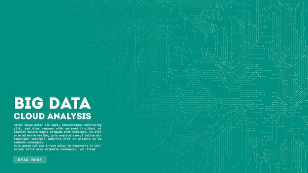 Vetor visualização de blockchain de computação em nuvem big data padrão abstrato de placa de circuito