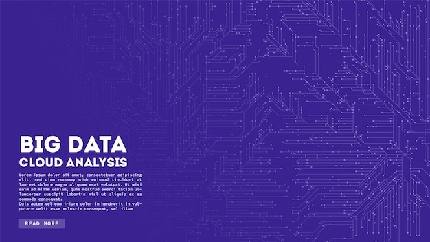 Vetor visualização de blockchain de computação em nuvem big data padrão abstrato de placa de circuito