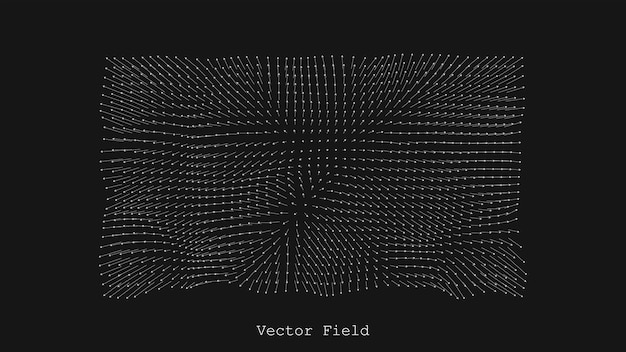 Visualização de campo magnético ou de gravidade cenário de matriz de setas abstratas